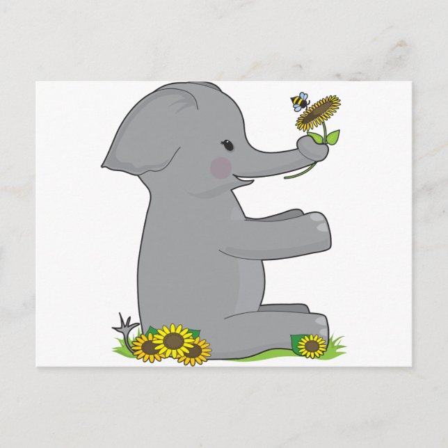 Animal Alphabet Elephant Postkarte (Vorderseite)