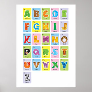Animal Alphabet - Flash Card Style Poster
