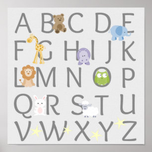 Animal Alphabet Kinderzimmer Poster