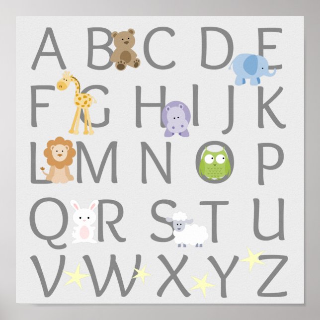 Animal Alphabet Kinderzimmer Poster (Vorne)