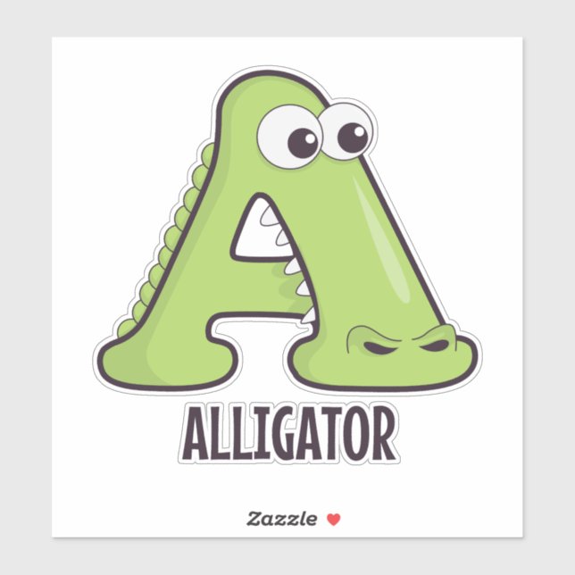 Animal Alphabet Letter - A (Aligator) Aufkleber (Blatt)