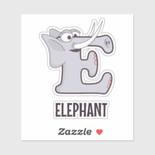Animal Alphabet Letter - E (Elefant) Aufkleber