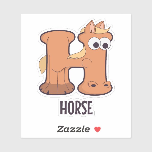 Animal Alphabet Letter - H (Pferd) Aufkleber (Blatt)