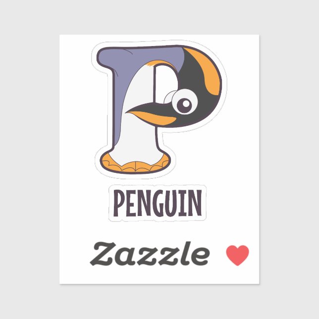 Animal Alphabet Letter - P (Pinguin) Aufkleber (Blatt)