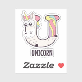 Animal Alphabet Letter - U (Unicorn) Aufkleber