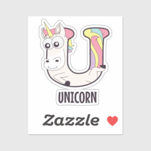Animal Alphabet Letter - U (Unicorn) Aufkleber