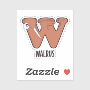 Animal Alphabet Letter - W (Walrus) Aufkleber