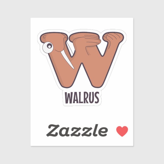 Animal Alphabet Letter - W (Walrus) Aufkleber (Blatt)