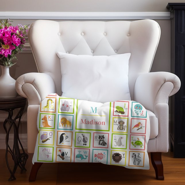 Animal Alphabet Mit Monogramm Baby Fleecedecke (Von Creator hochgeladen)
