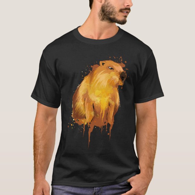 Animal Capybara Water Pig Style Watercolour T-Shirt (Vorderseite)