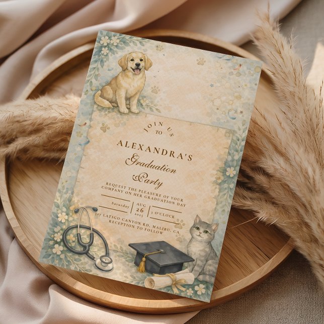 Animal Care White Coat Graduation Einladung (Von Creator hochgeladen)