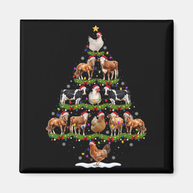 Animal Christmas Tree Lights Chicken Cow Goat Farm Magnet (Vorne)
