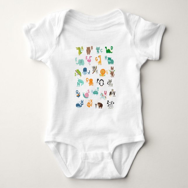 Animal Doodle Alphabet Baby Strampler (Vorderseite)