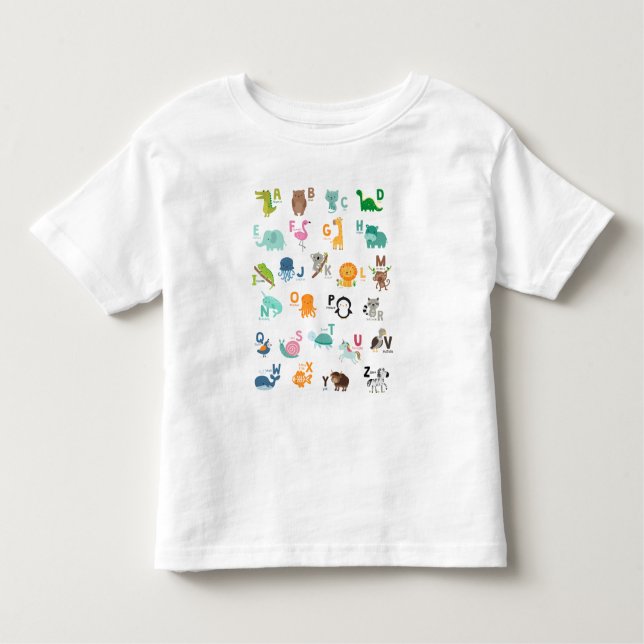 Animal Doodle Alphabet Kleinkind T-shirt (Vorderseite)