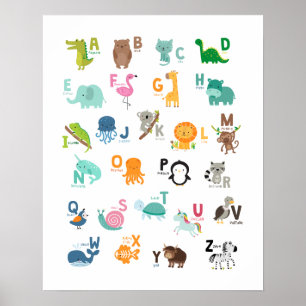 Animal Doodle Alphabet Poster