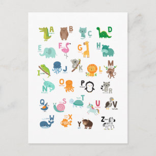 Animal Doodle Alphabet Postkarte