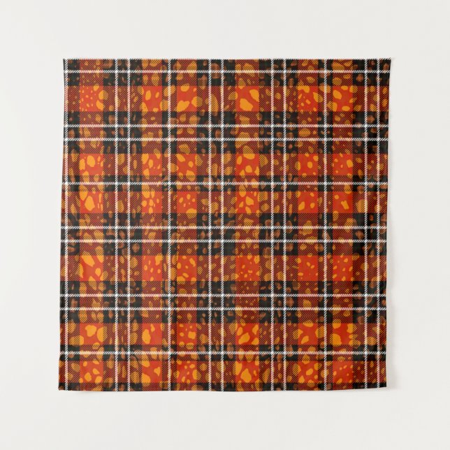 Animal Dots Kariert Mix Muster Nahtlose Kunst Wandteppich (Vorderseite)