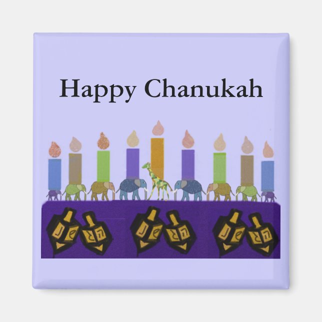 Animal Dreidel Hannukah Menorah Magnet (Vorne)