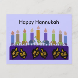 Animal Dreidel Hannukah Menorah Postkarten