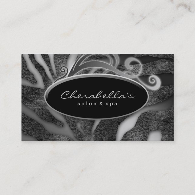 Animal Fashion Salon Spa Business Card Zebra Gray Visitenkarte (Vorderseite)
