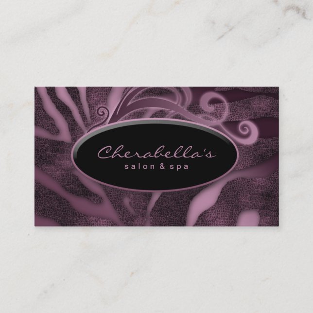 Animal Fashion Salon Spa Business Card Zebra Purp Visitenkarte (Vorderseite)