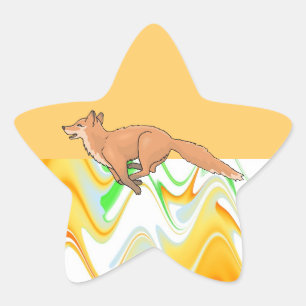 Animal Fox Forest Office Party Dusche Digitale Kun Stern-Aufkleber