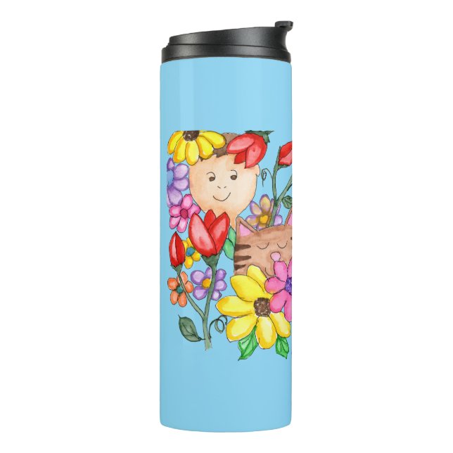 Animal Friends Among the Flowers Thermosbecher (Nach links gedreht)