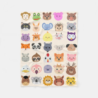 Animal Friends Grid Fleecedecke