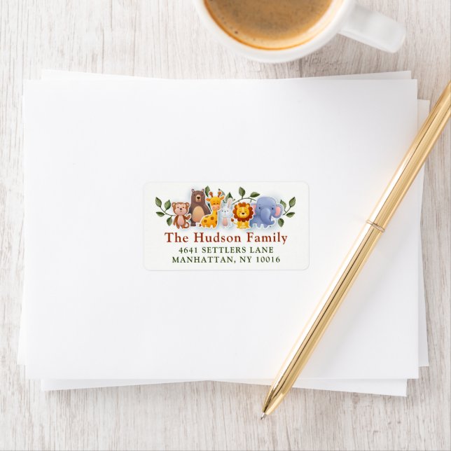Animal Friends Zoo Party Greenerity Adressetikett (Insitu)