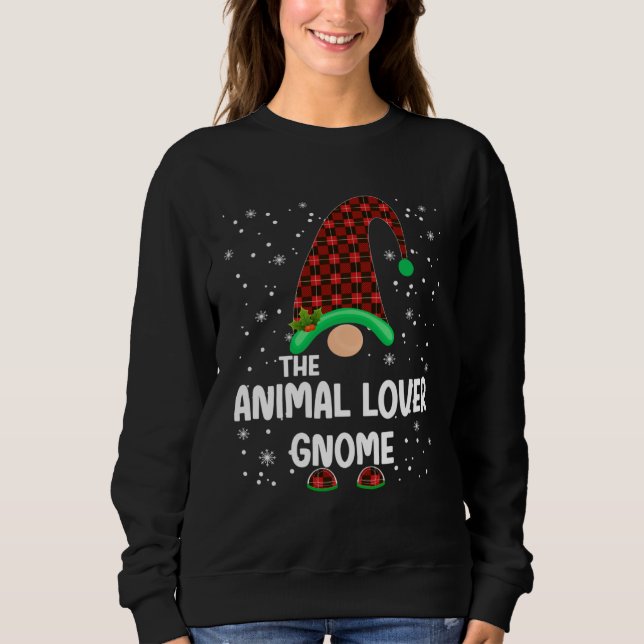 Animal  Gnome Buffalo Plaid Matching Family Christ Sweatshirt (Vorderseite)
