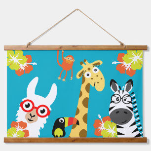 Animal Jungle Safari Wohngestaltung Wandteppich Mit Holzrahmen