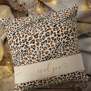 Animal Leopard Print Creme Black Tan Personalisier Kissen