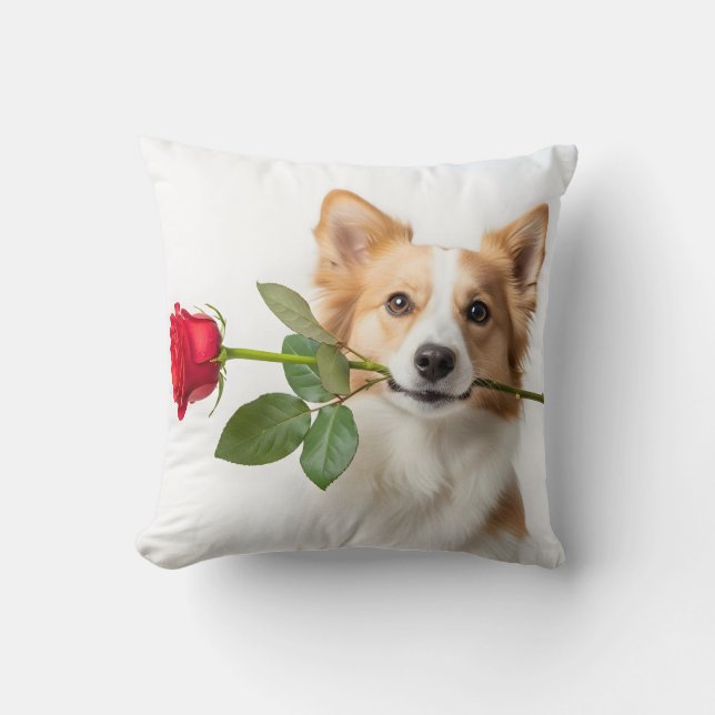 animal love theme with red rose kissen (Vorderseite)