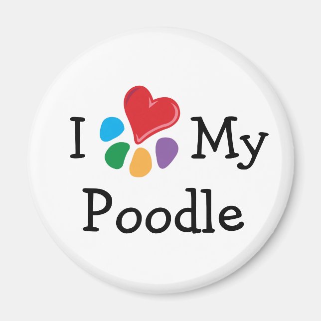 Animal Lover_I Herz mein Poodle Magnet (Vorne)