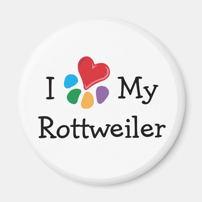 Animal Lover_I Herz Mein Rottweiler Magnet (Vorne)