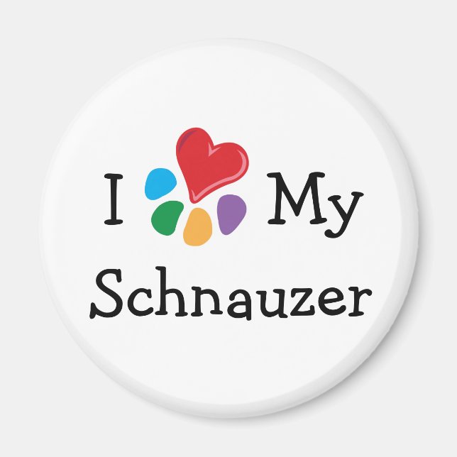 Animal Lover_I Herz Mein Schnauzer Magnet (Vorne)