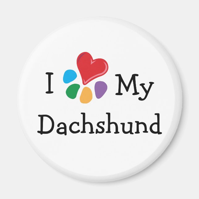 Animal Lover_I Herz Meine Dackel Magnet (Vorne)