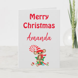 Animal Lover Safari Affe Silver Christmas Karte