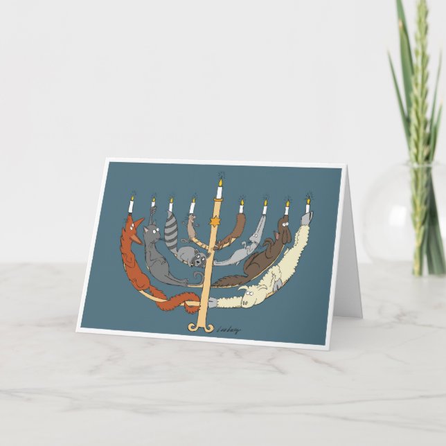 Animal Menorah Feiertagskarte (Vorderseite)