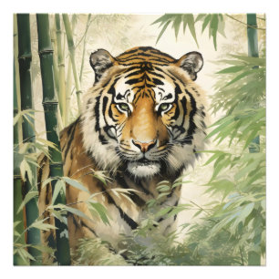 Animal Nature Tiger Bamboo Fotodruck