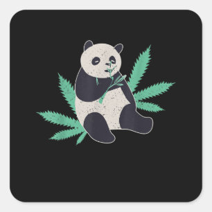 Animal Panda Weed Stoner Geschenk Quadratischer Aufkleber