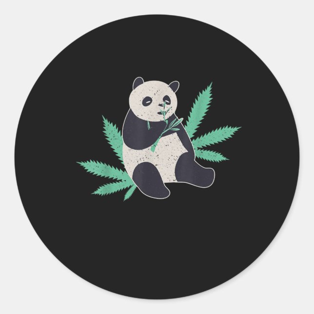 Animal Panda Weed Stoner Geschenk Runder Aufkleber (Vorderseite)