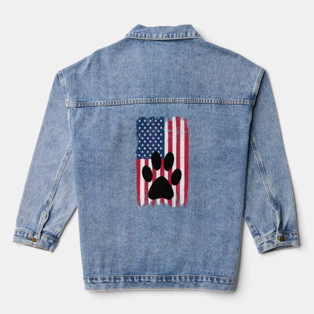 Animal Paw Silhouette American Flag Usa Patriotic Jeansjacke (Rückseite)