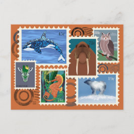 Animal Postage Stamps Postcards Feiertagspostkarte