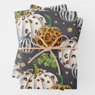 Animal Print Autumn Pumpkins Geschenkpapier Set
