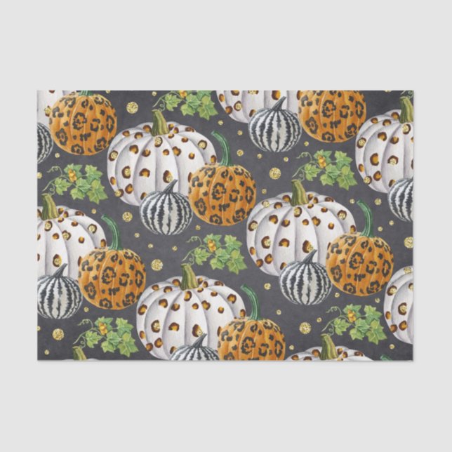 Animal Print Autumn Pumpkins Seidenpapier (Vorderseite)