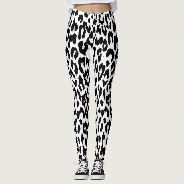 Animal print blanco y negro leggings (Vorderseite)