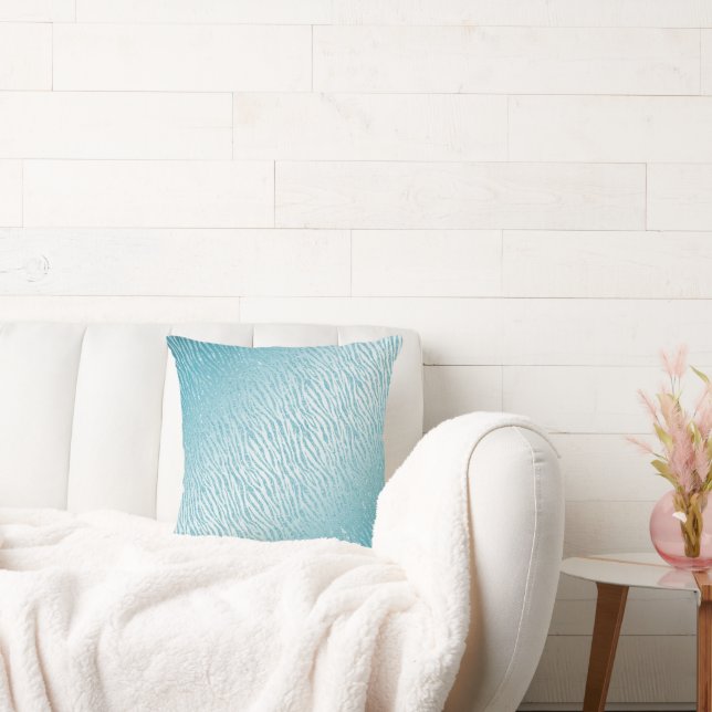 Animal Print Blue Glitzer Glam Kissen (Liege)