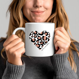Animal Print Cheetah Leopard Muster Herzname Kaffeetasse