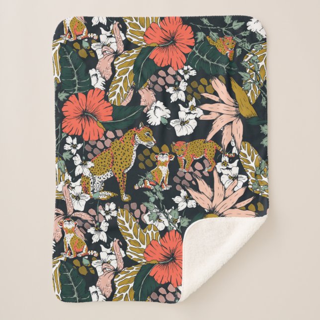 Animal print dark jungle sherpadecke (Vorderseite)